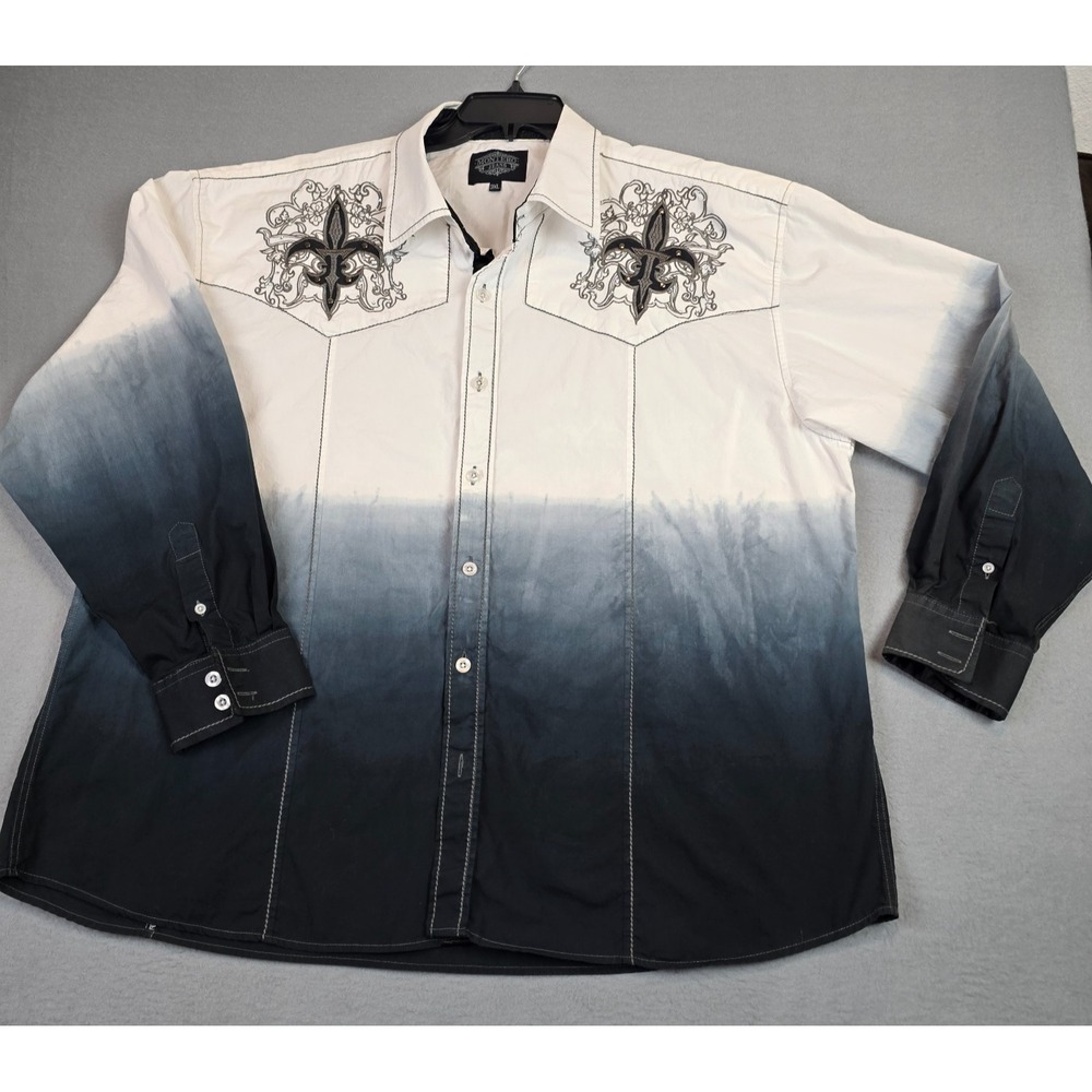 Montero Jeans 3XL Western Button Front Shirt Ombre Black White Bling Rebel